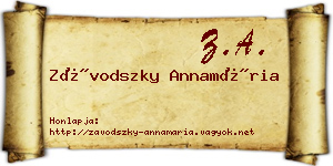 Závodszky Annamária névjegykártya